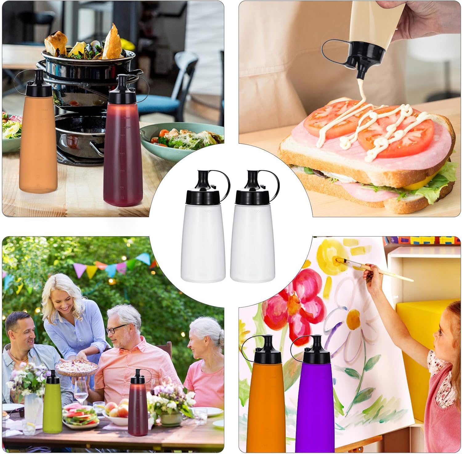 Uceoo Squeeze Bottles Wide Mouth Pack of 2 1