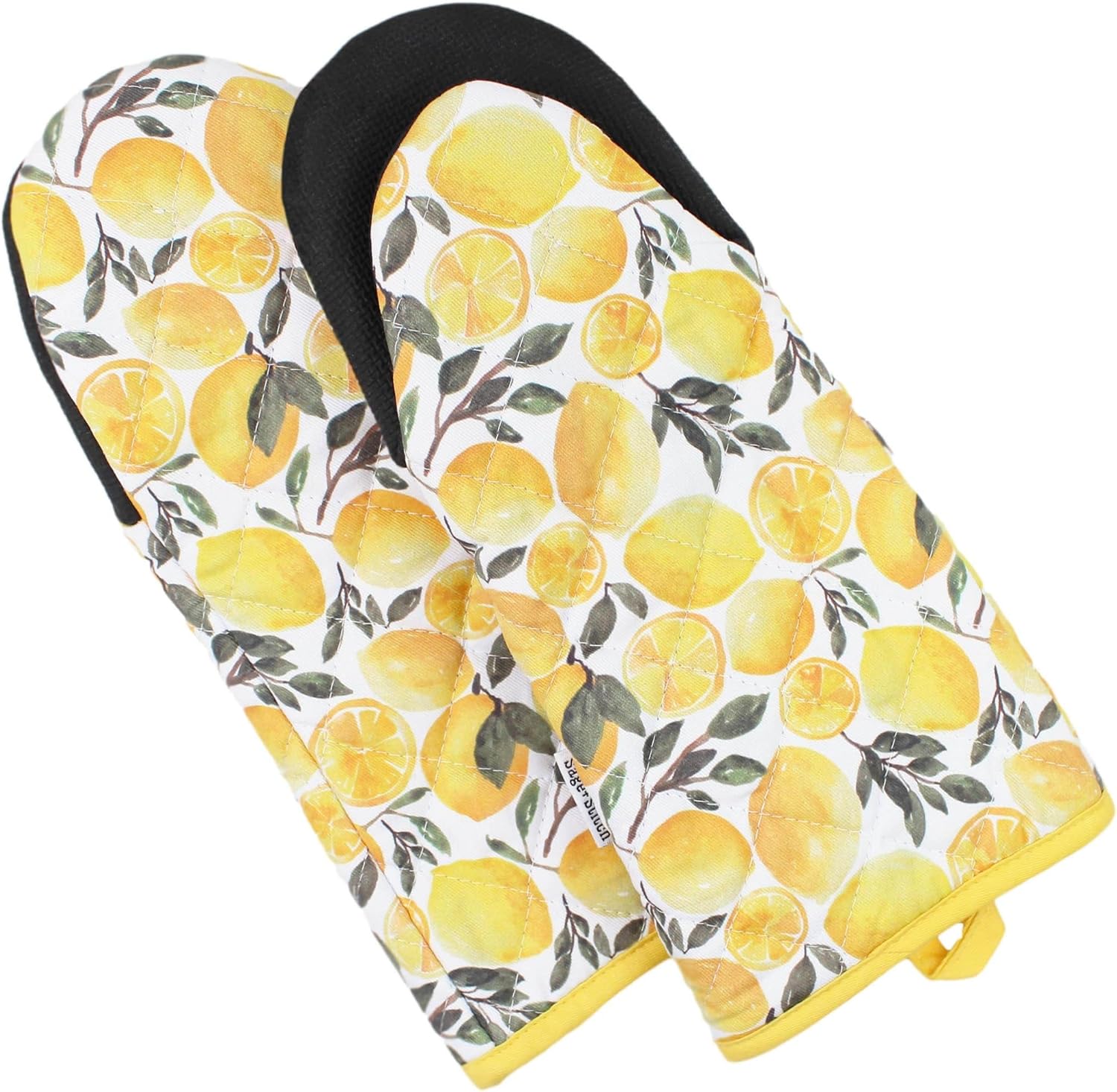 SageStitch Heat Resistant Oven Mitts Set of 2 Yellow Lemons