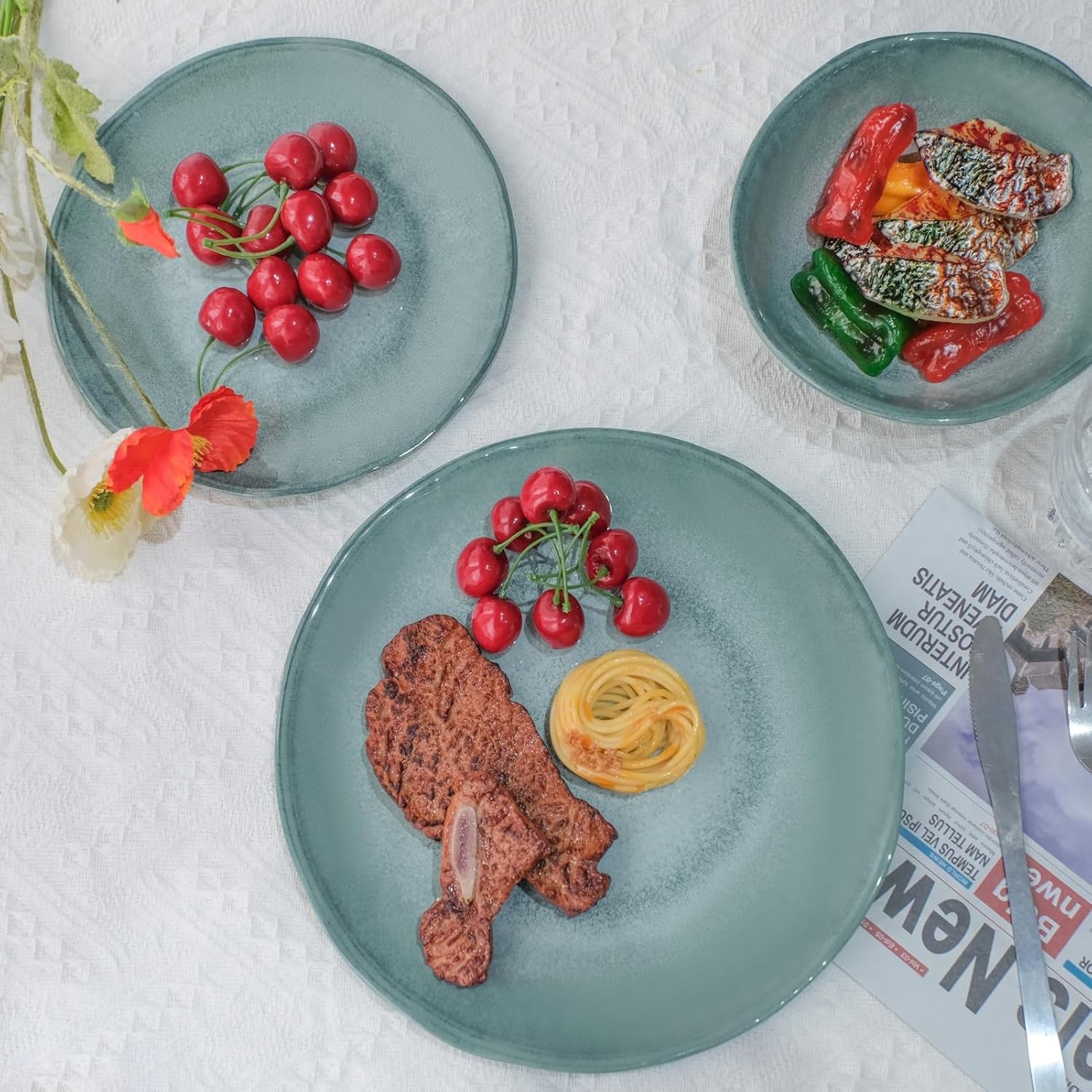 Miss Yip Melamine Dinnerware Set for 4 12 Pcs Durable Plates Bowls