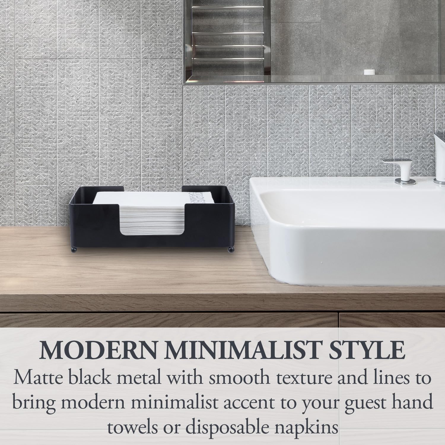MyGift Modern Matte Black Metal Paper Towel Holder