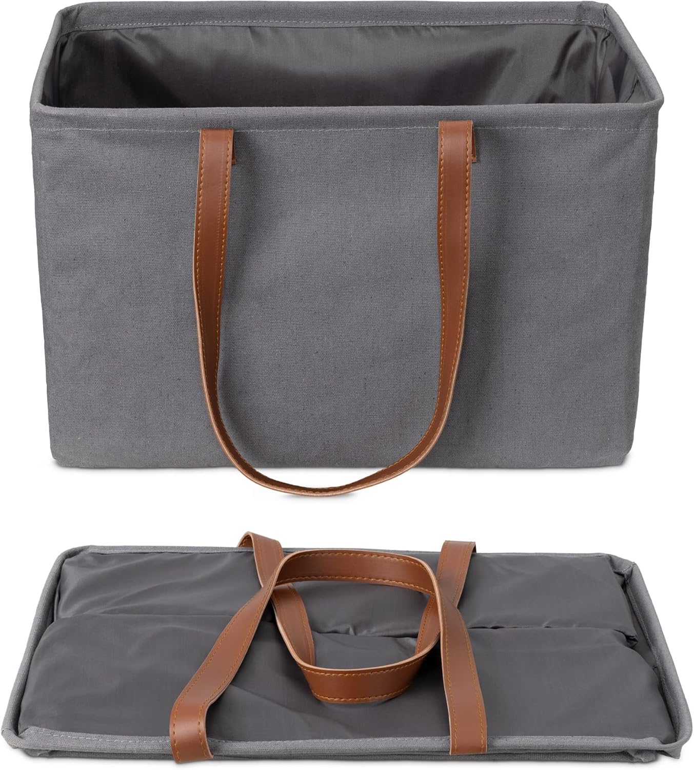 Navaris Collapsible Laundry Baskets Set of 2 Gray