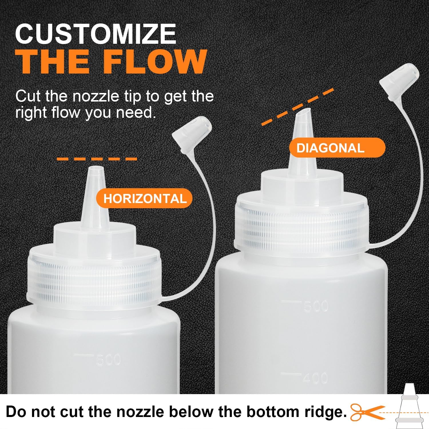 OAMCEG 16OZ Squeeze Bottles 8 Pack BPA Free Durable