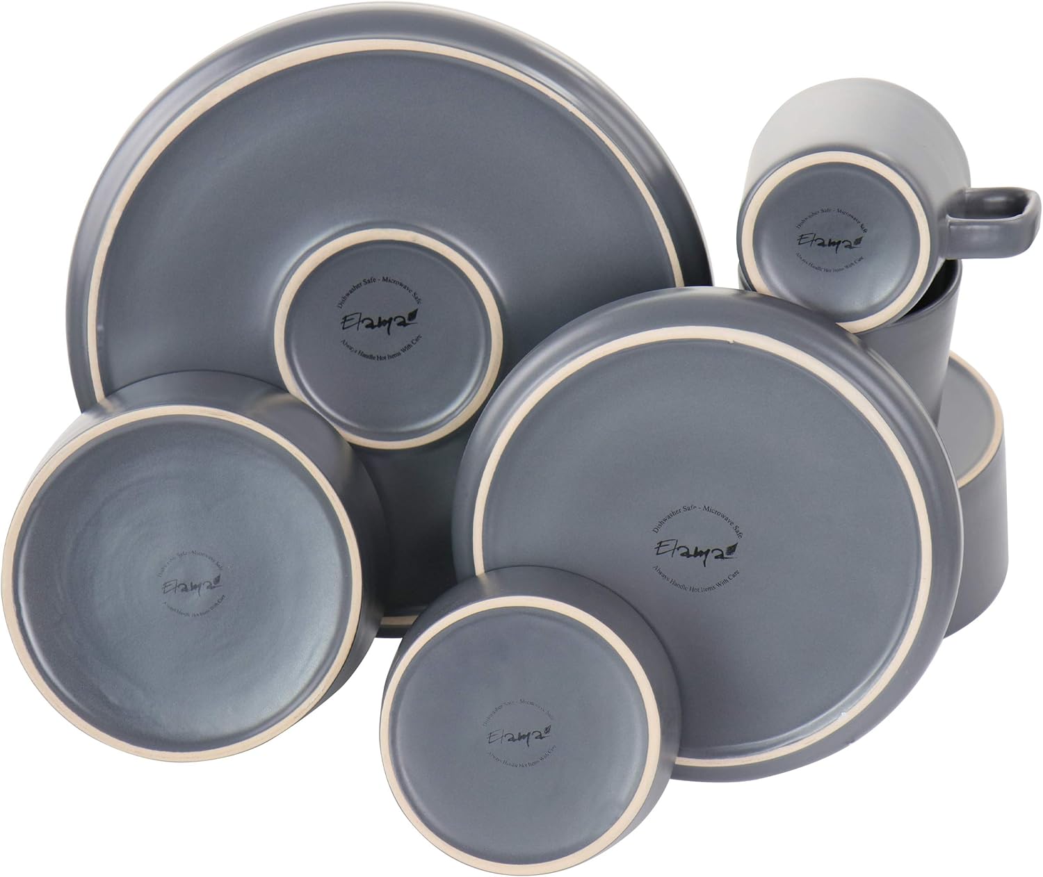 Elama Luxmatte Dark Grey Dinnerware Set 20 Piece