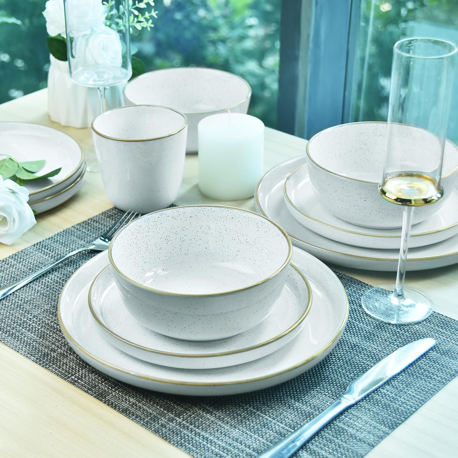 BOLIWANAY 16-Piece Ceramic Dinnerware Set for 4 1