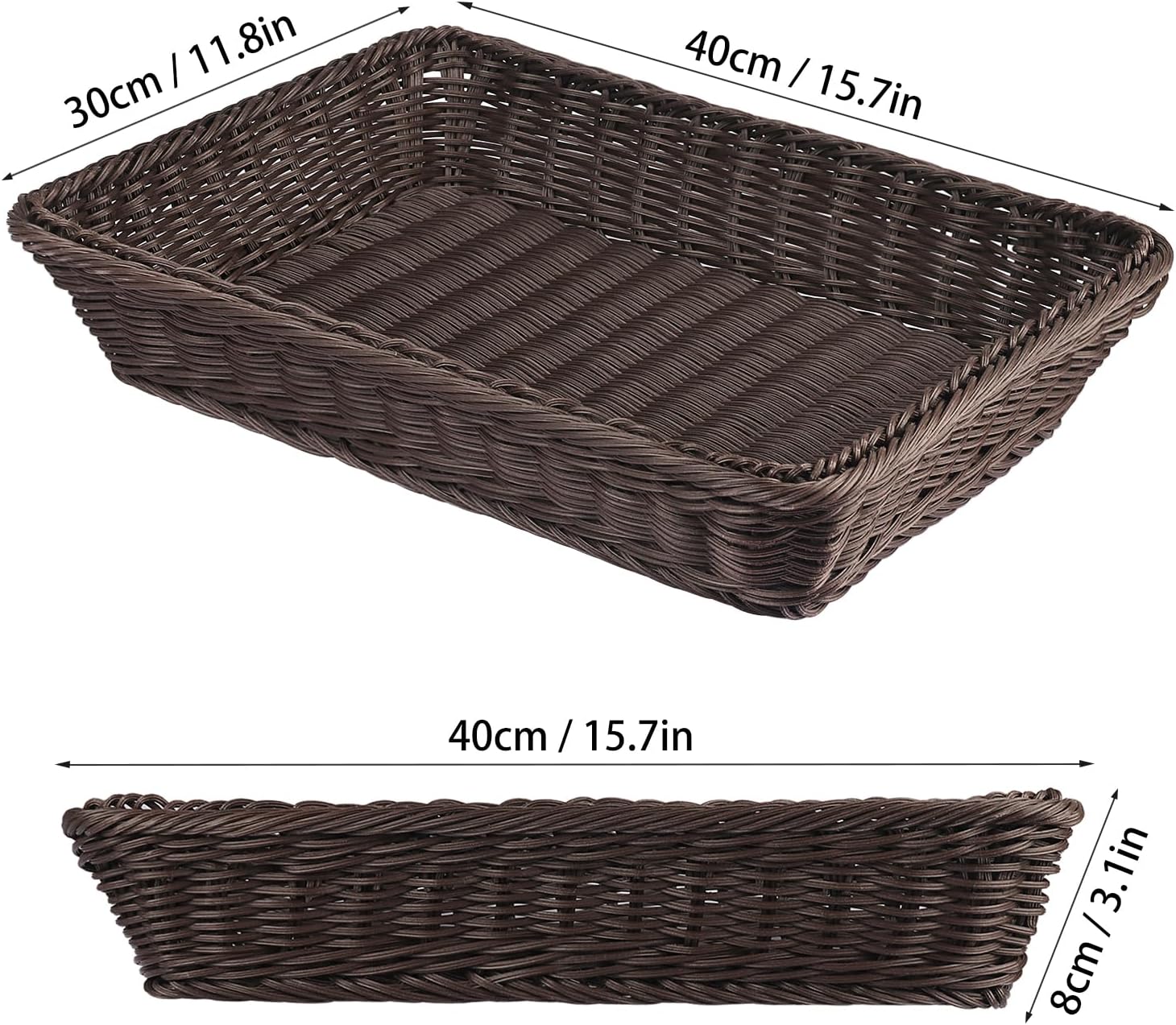 3 PCS 16 Inch Wicker Bread Basket Set by GNIEMCKIN