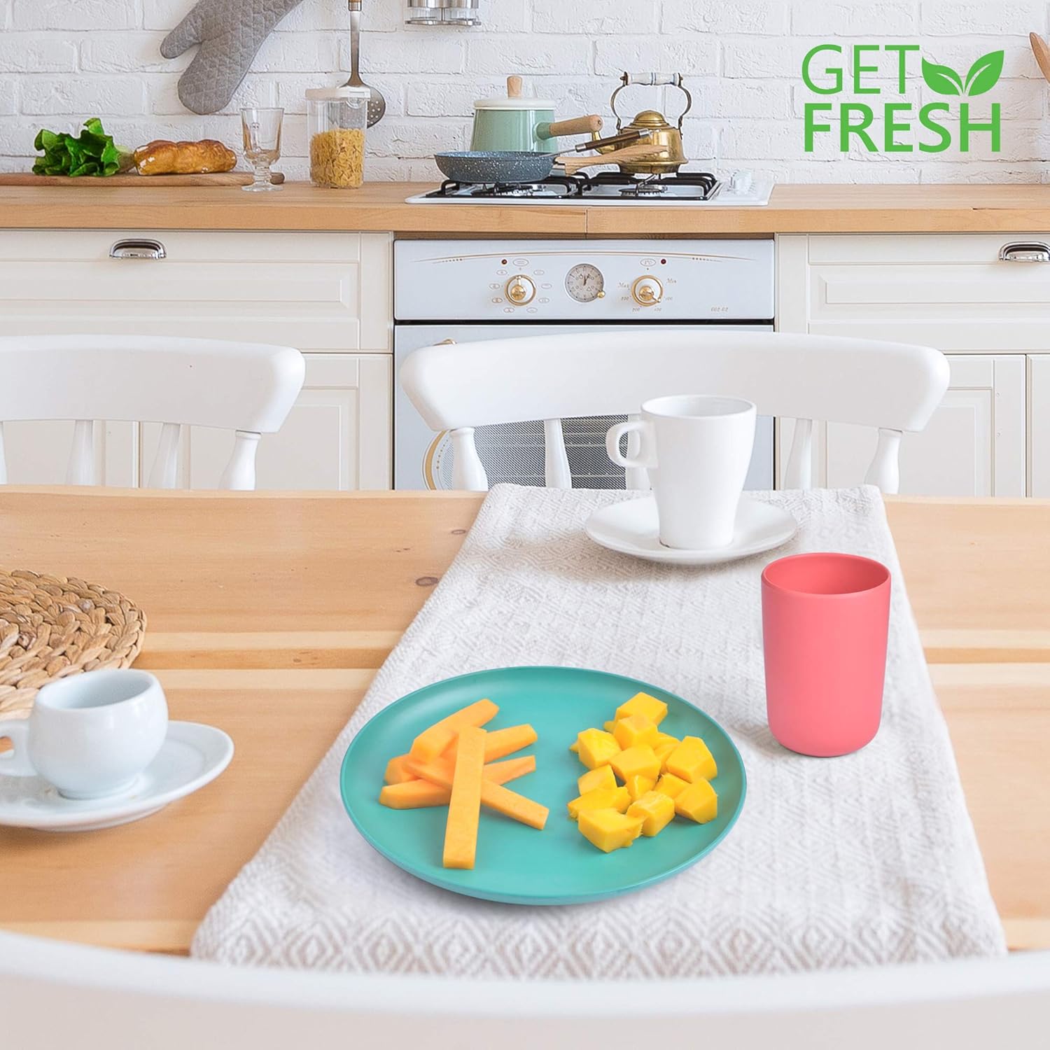 GET FRESH Bamboo Kids Plates 4-Pack Set
