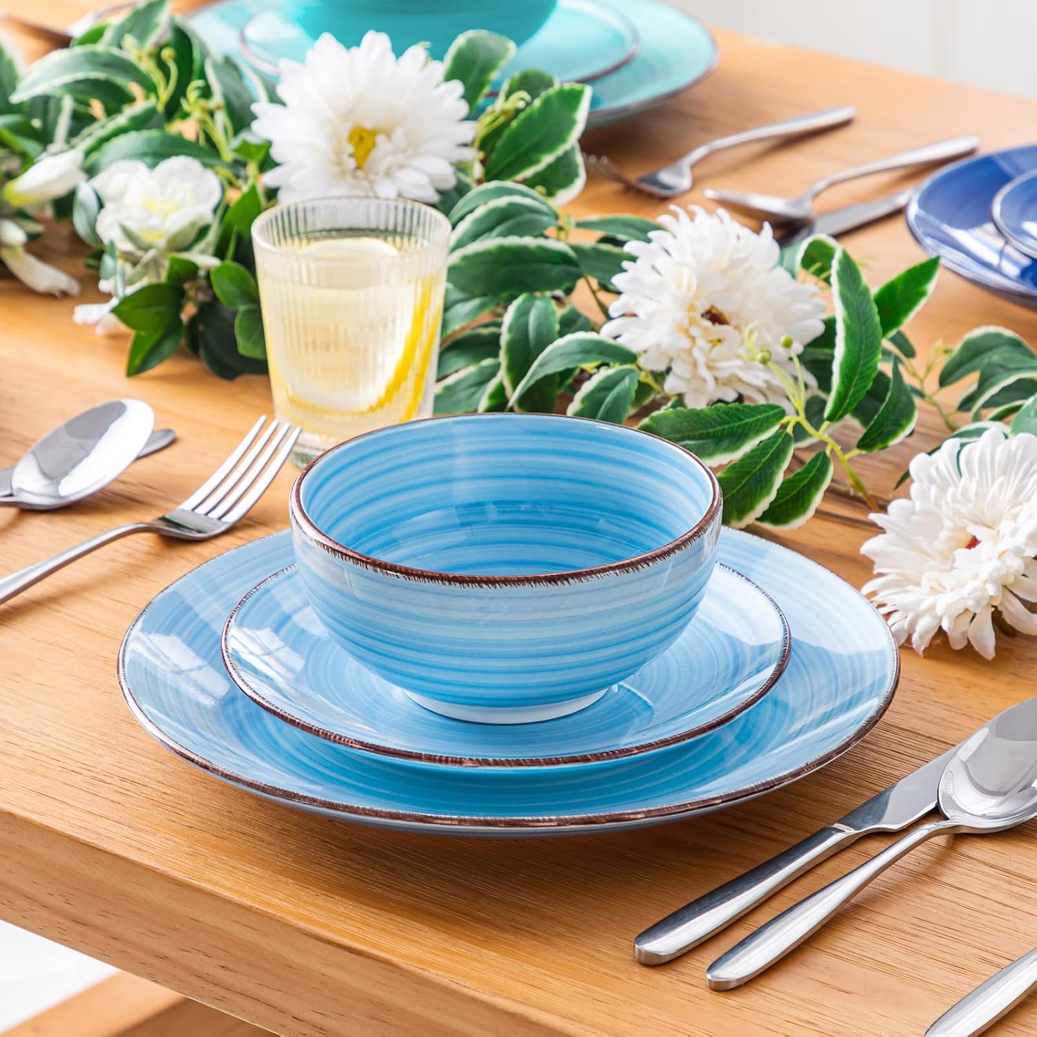 Vancasso Bonita Blue Stoneware Dinnerware Set 18 Pieces