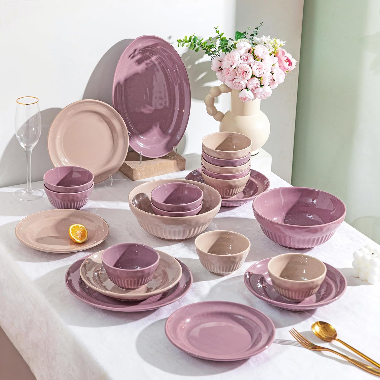 MDZF SWEET HOME Cream Style Dinnerware Set 24 Pcs