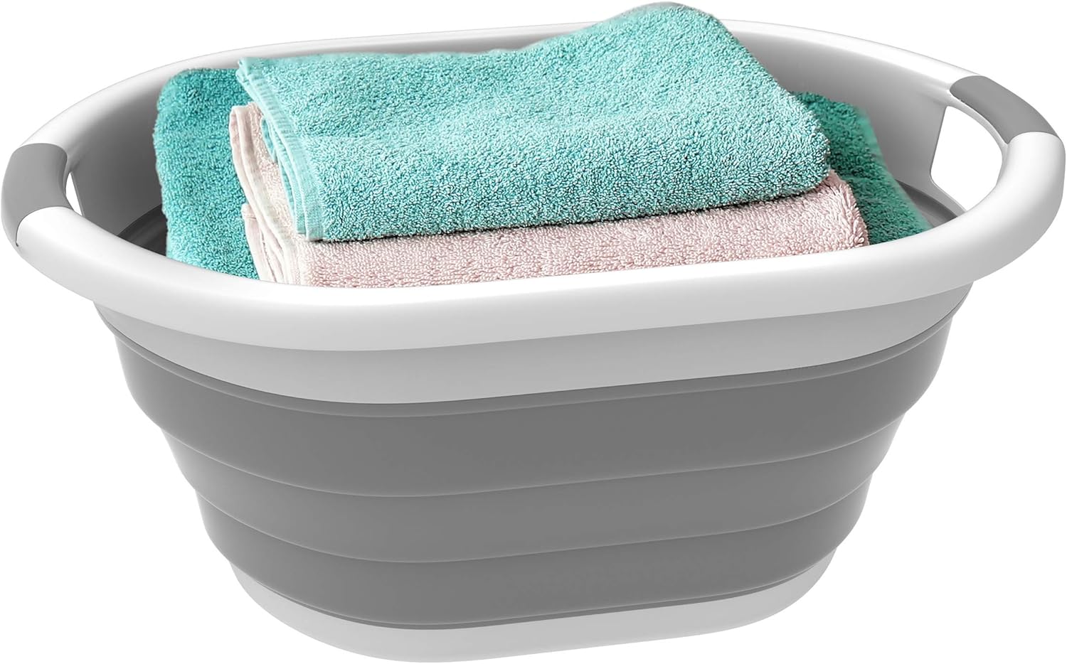 Collapsible Laundry Basket with Comfort Grip Handles - Space Saving Gray