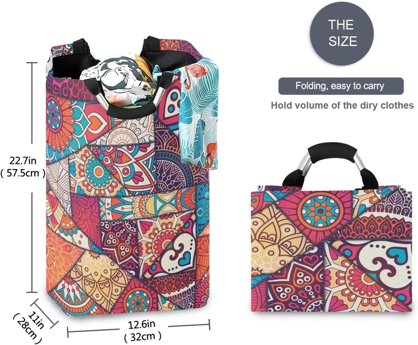 Susiyo Vintage Mandala Laundry Basket Foldable