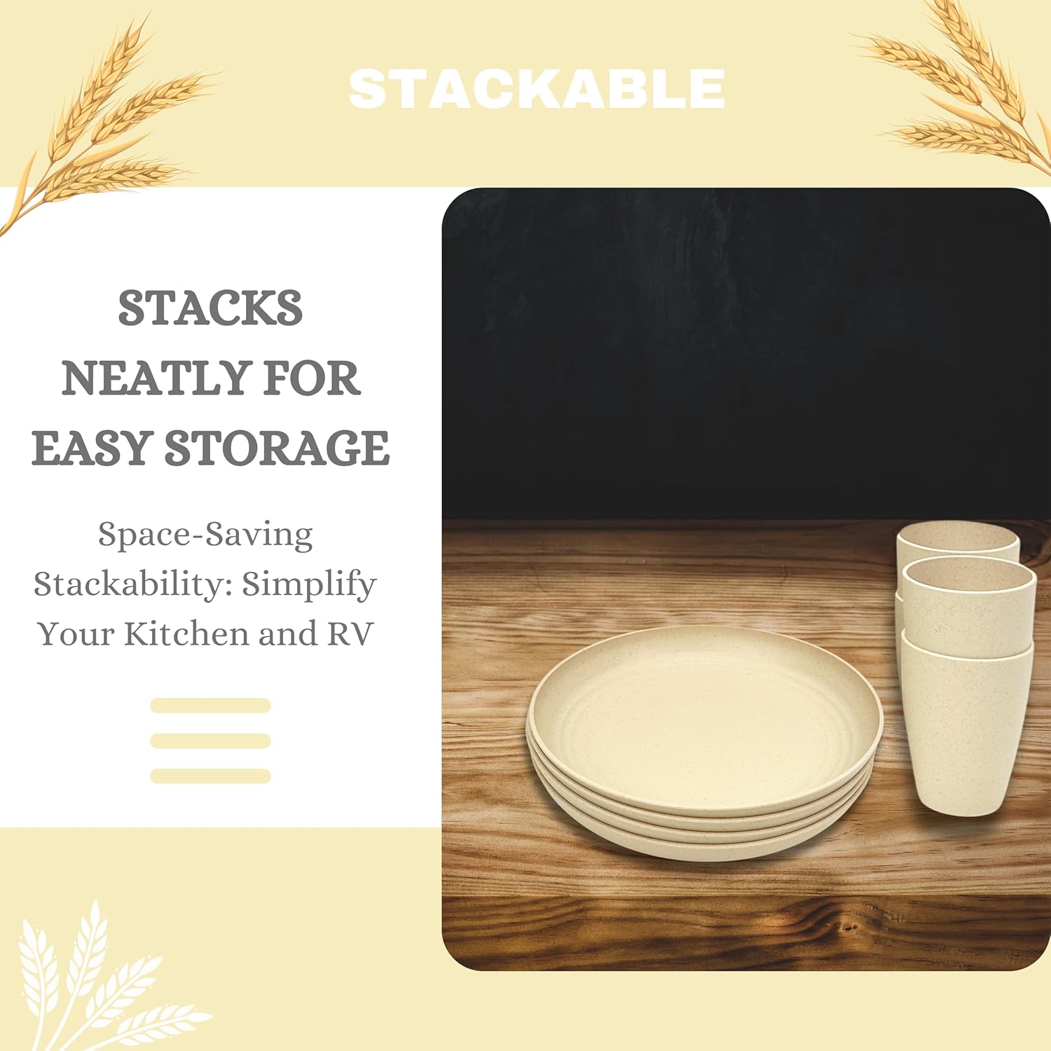 ECOSTAR Unbreakable Wheat Straw Dinnerware Set