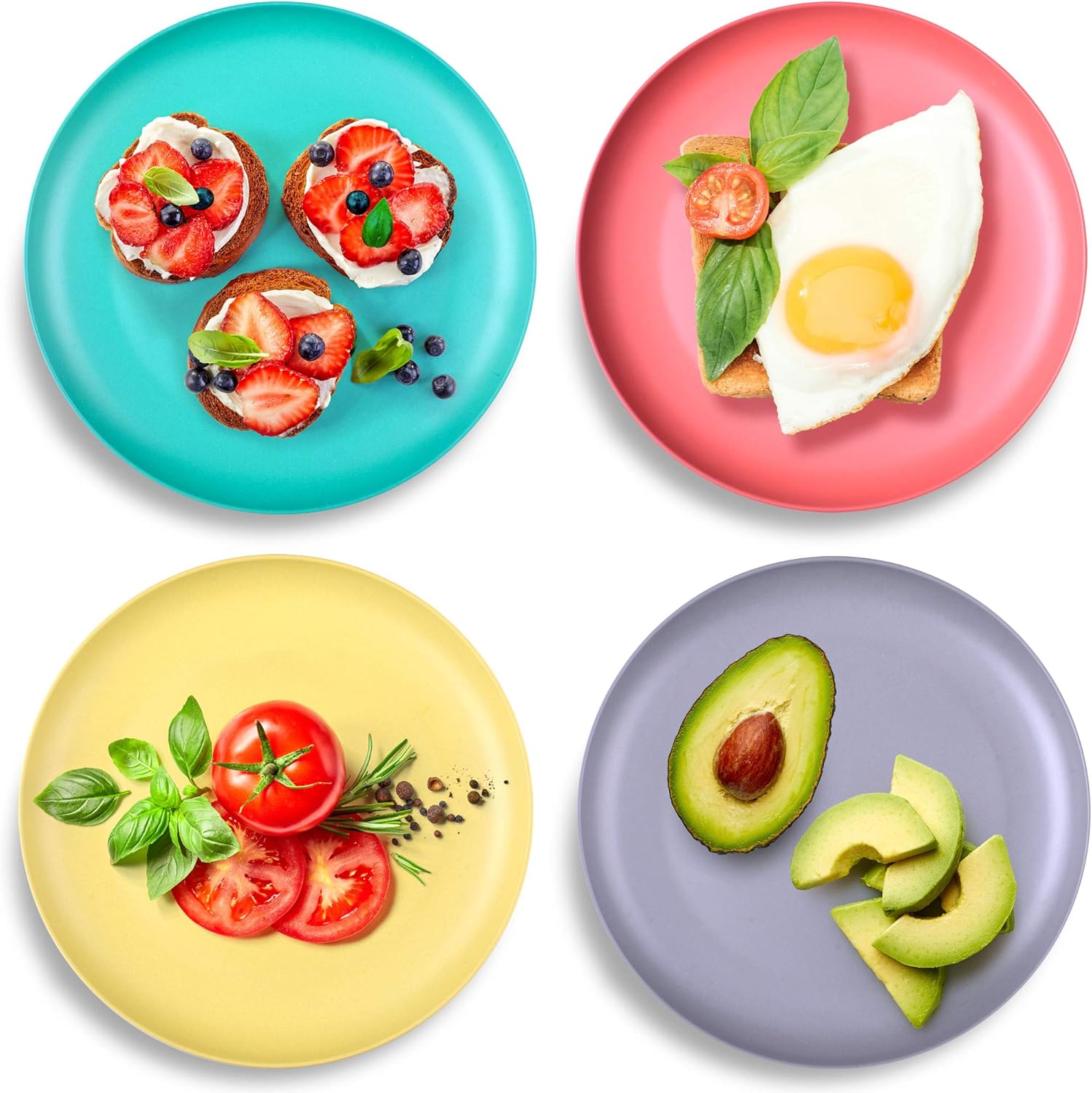 GET FRESH Bamboo Kids Plates 4-Pack Set