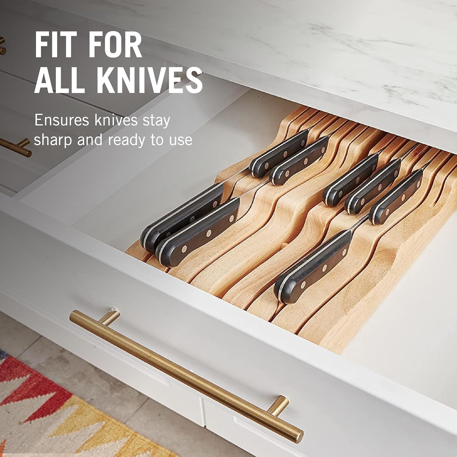 Victorinox 14-Slot Knife Drawer Organizer Natural Wood