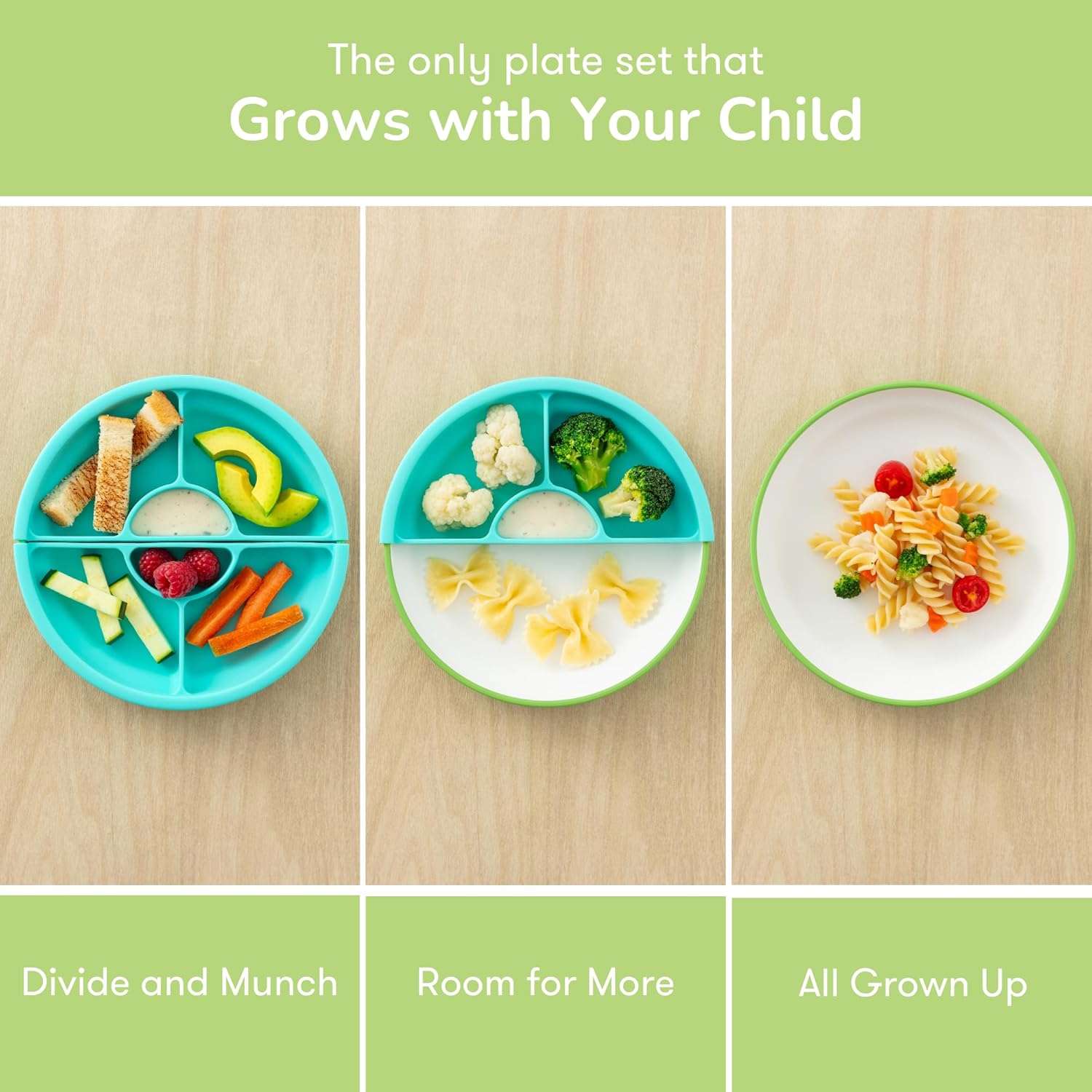 Omie Easy Scoop Plates for Kids Green