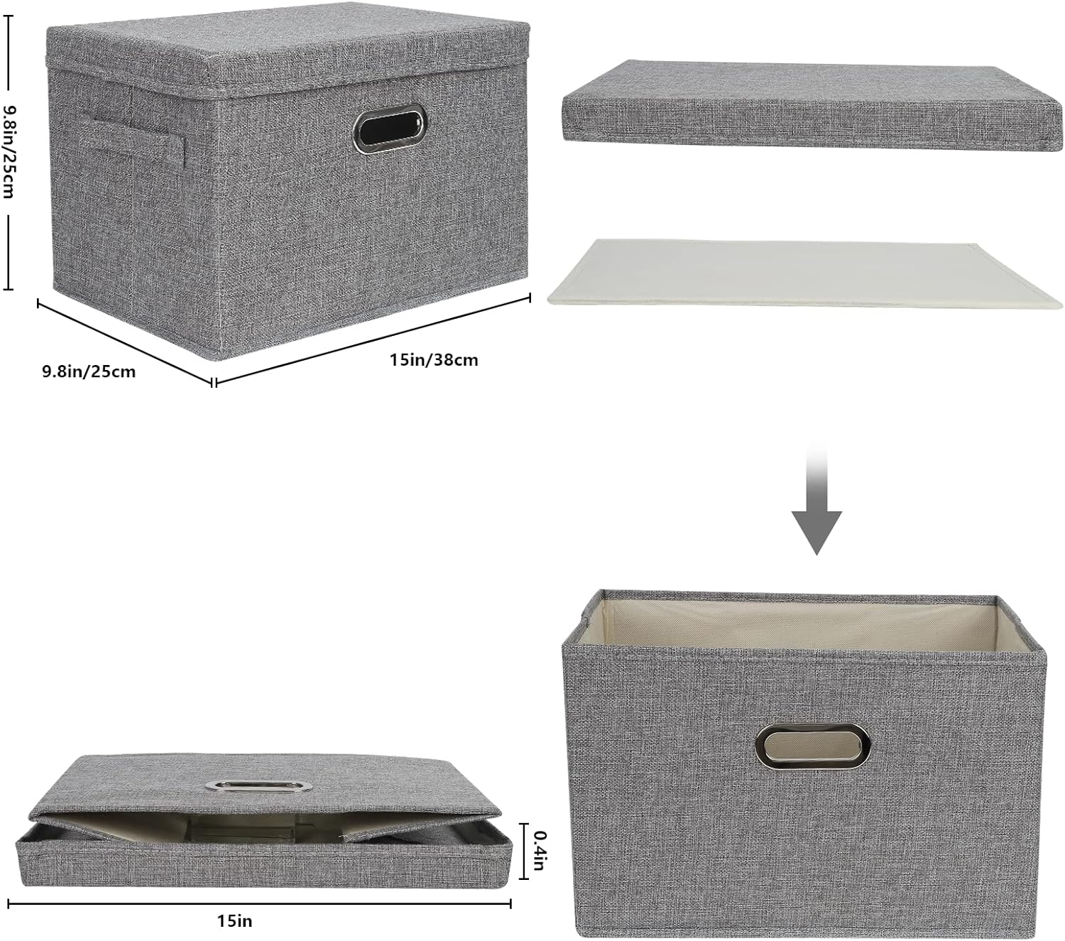 DAYARD Foldable Lidded Storage Bins with Handles