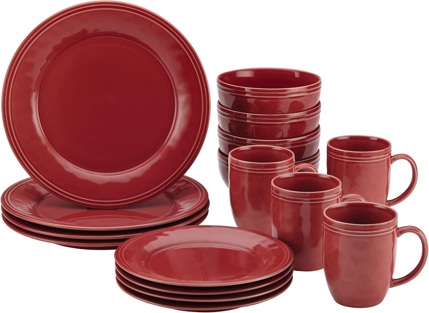 Rachael Ray Cucina 16-Piece Dinnerware Set Cranberry Red
