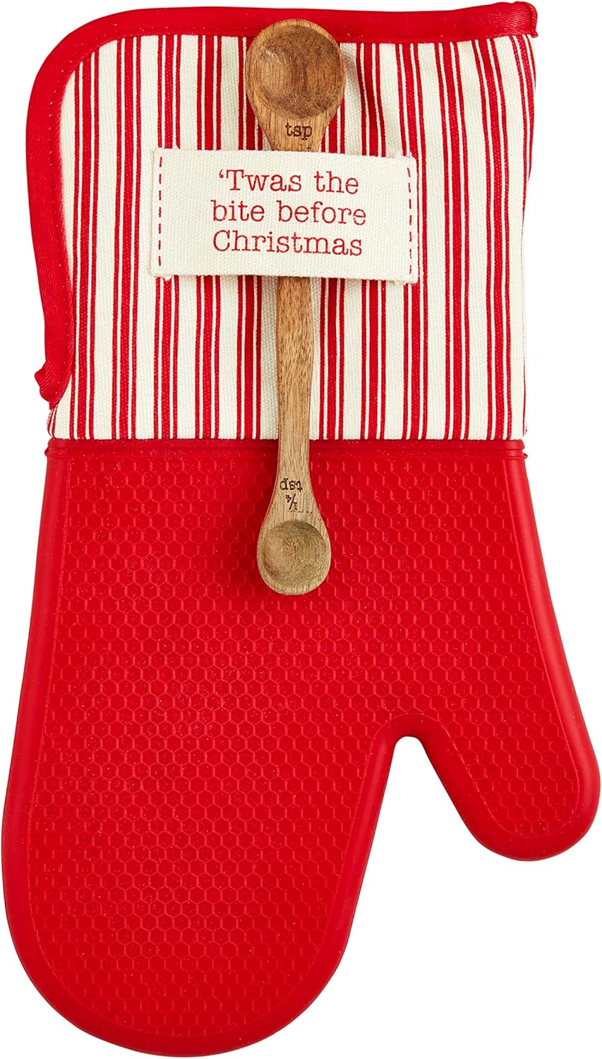 Mud Pie Christmas Silicone Oven Mitt 12 x 7 Whisk 8 Spoon 7