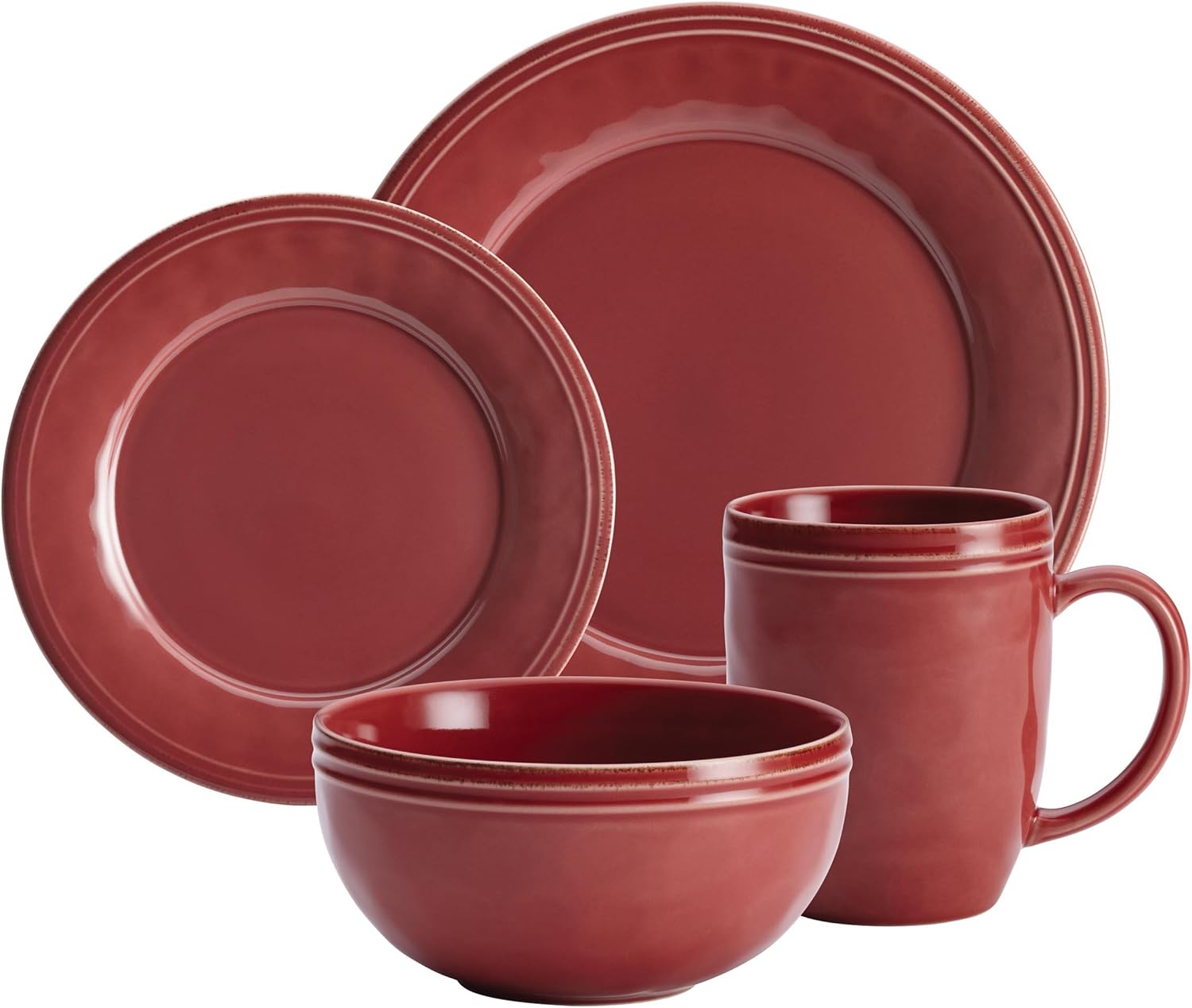 Rachael Ray Cucina 16-Piece Dinnerware Set Cranberry Red