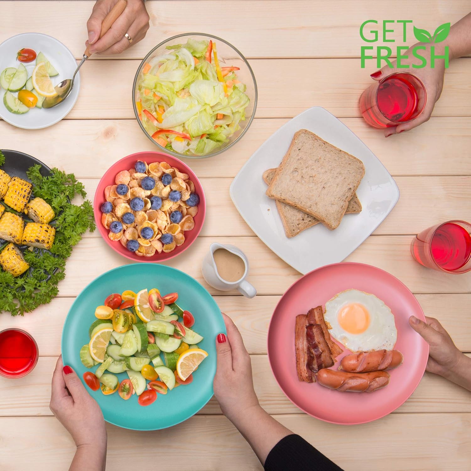 GET FRESH Bamboo Kids Plates 4-Pack Set