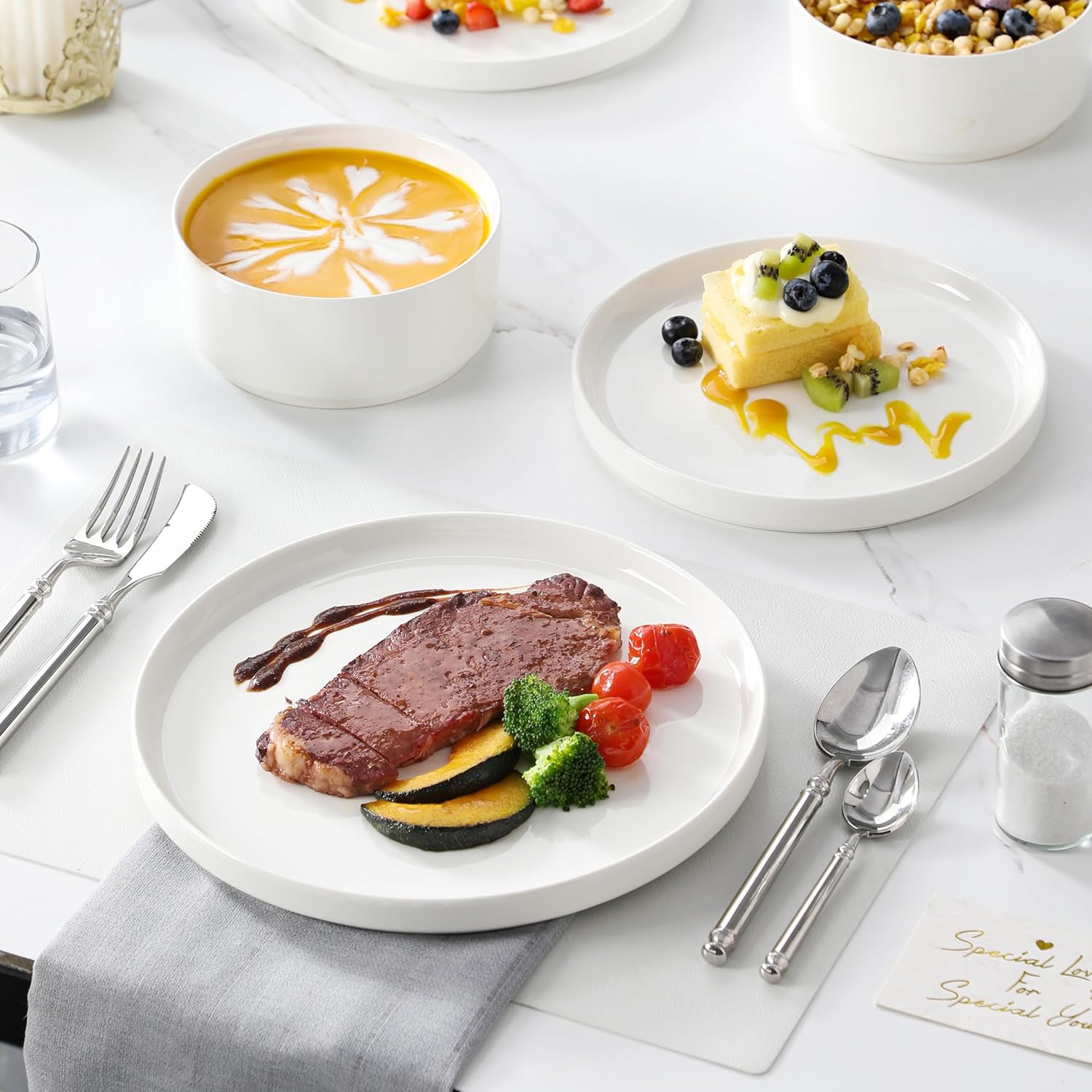 MALACASA 18Pcs LEAD-FREE Dinnerware Set for 6