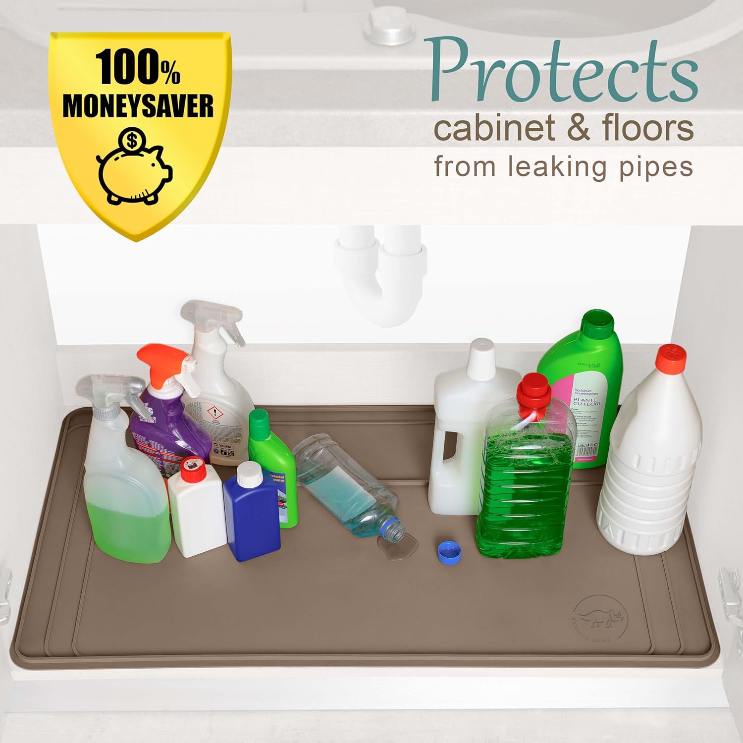 Famous Dino Under Sink Mat - Adjustable Waterproof