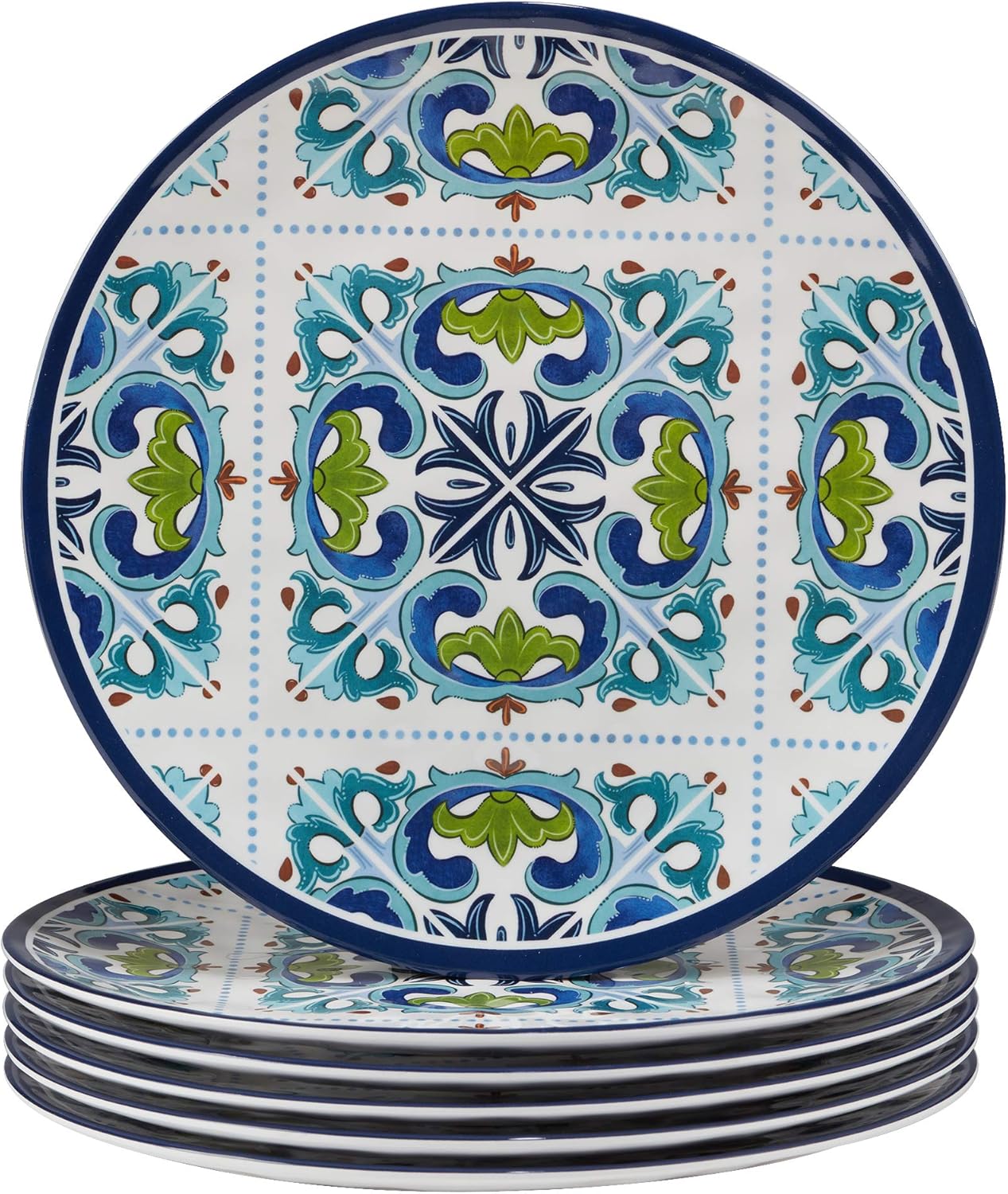 Certified International Mosaic Melamine Dinner Plates Set of 6 1