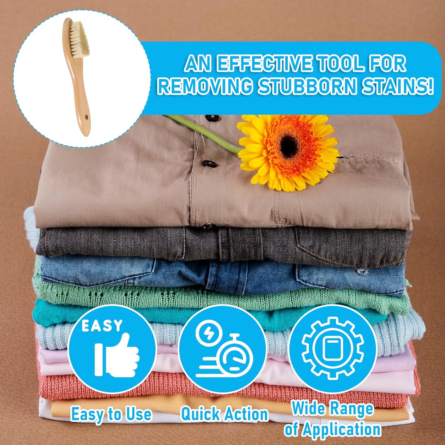 Ouligay Soft Bristle Laundry Stain Brush for Delicate Fabrics