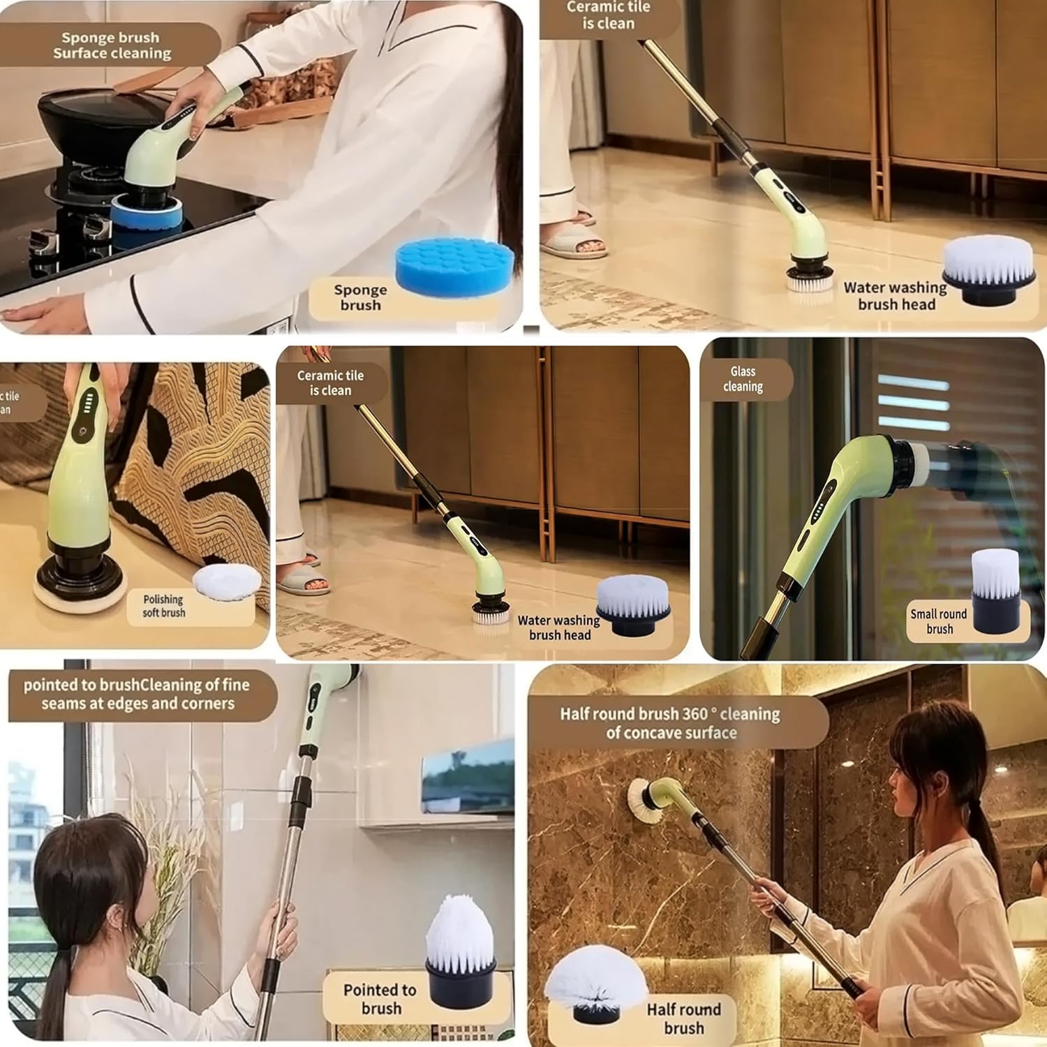 KIRIKIT Electric Spin Scrubber 9 in 1 Cordless