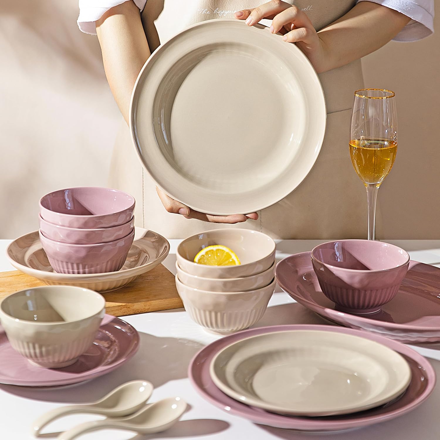 MDZF SWEET HOME Cream Style Dinnerware Set 24 Pcs