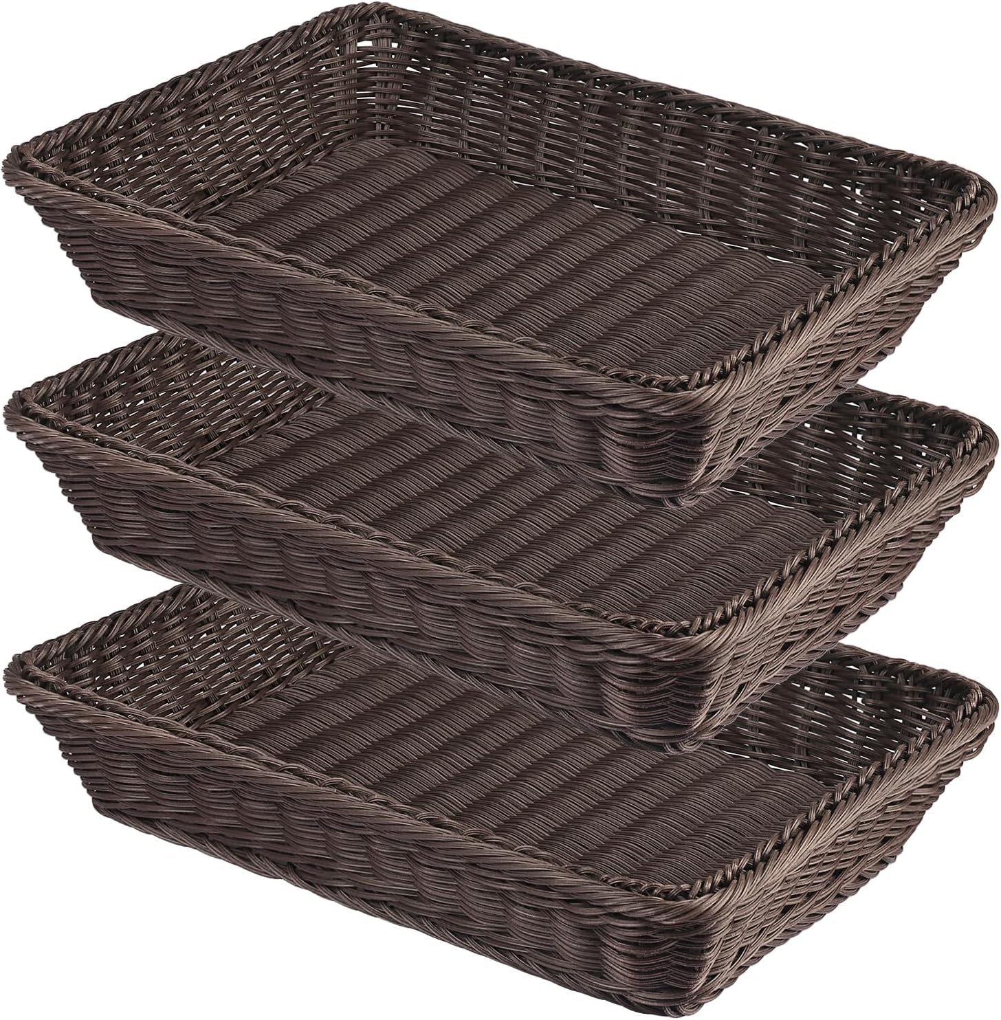 3 PCS 16 Inch Wicker Bread Basket Set by GNIEMCKIN