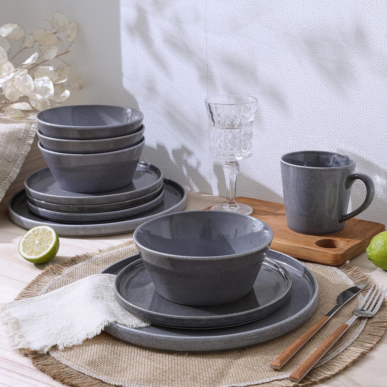 Famiware Annecy Misty-Blue Dinnerware Set for 6
