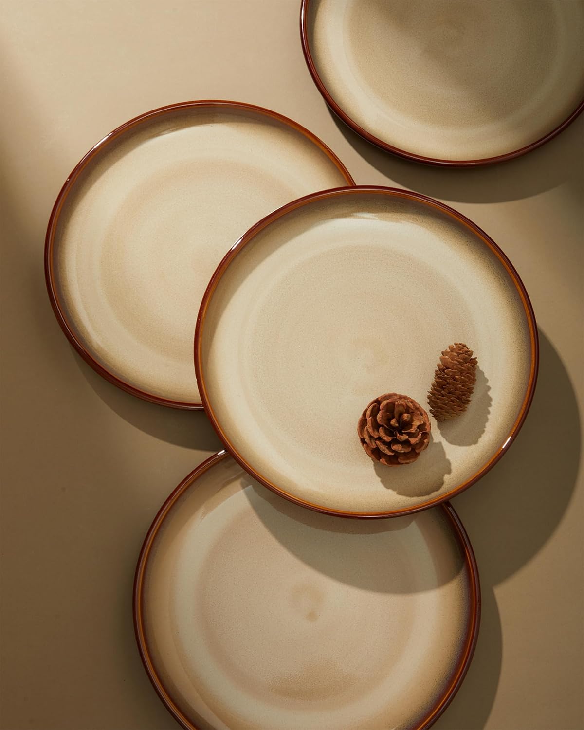 Pokini 12-Piece Dinnerware Set for 4 Brown Yellow