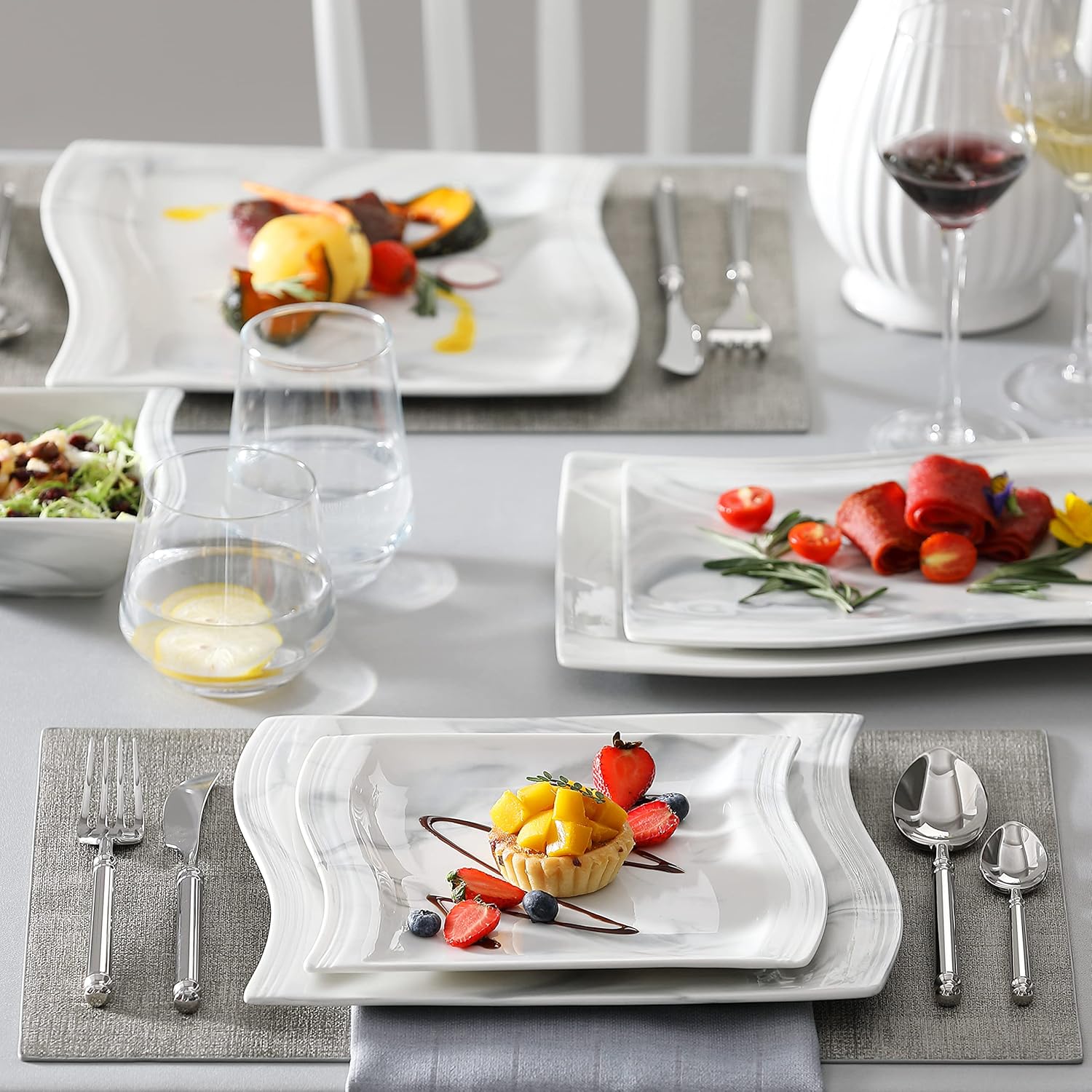 MALACASA 60-Piece Porcelain Dinnerware Set for 12