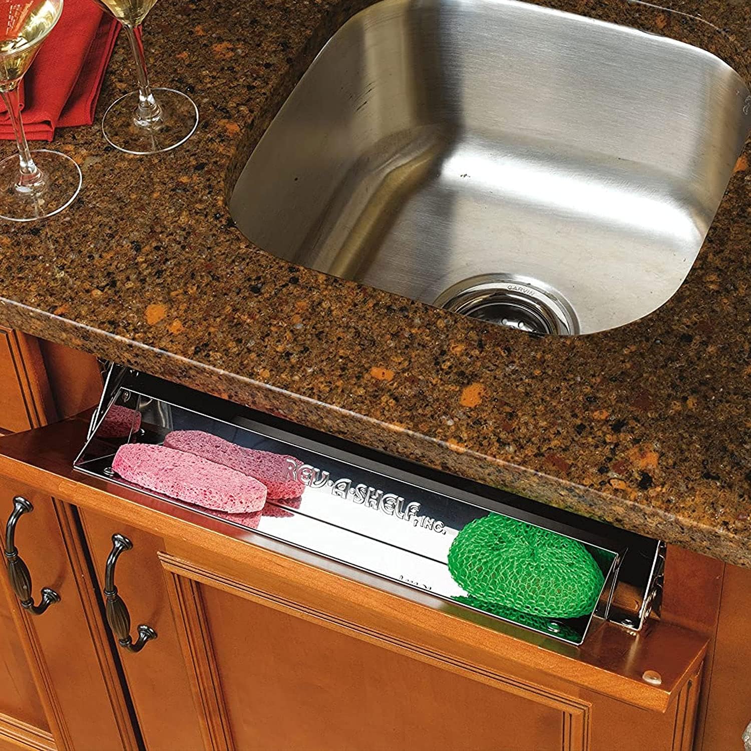 Rev-A-Shelf 16 Tip-Out Sink Tray Silver