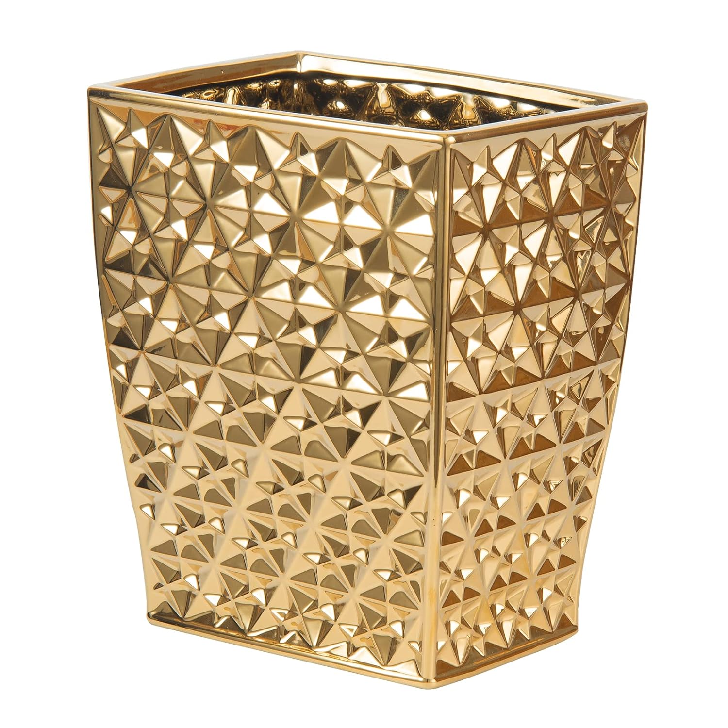 Ceramic Gold Square Garbage Can - Kitchen Bathroom Bin