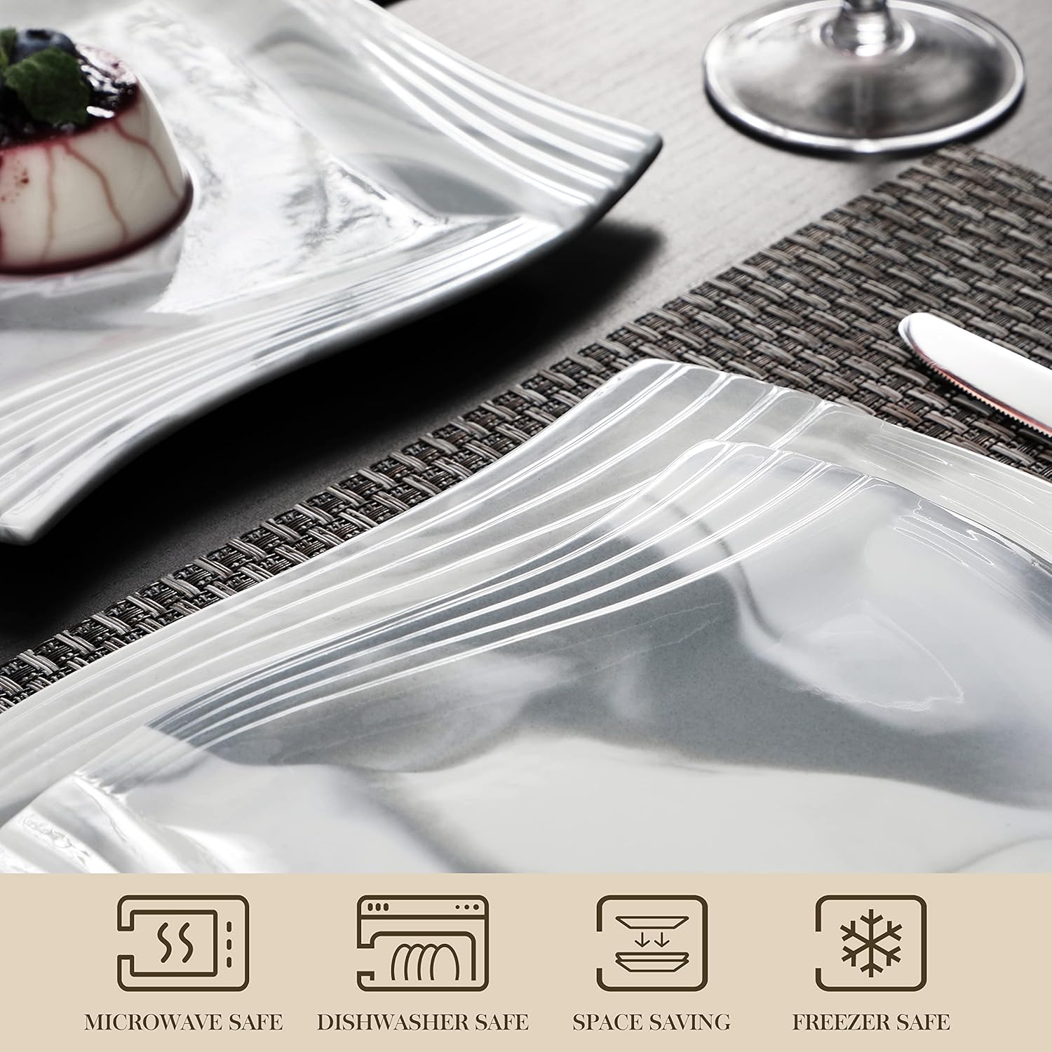 MALACASA Marble Gray 30-Piece Dinnerware Set for 6