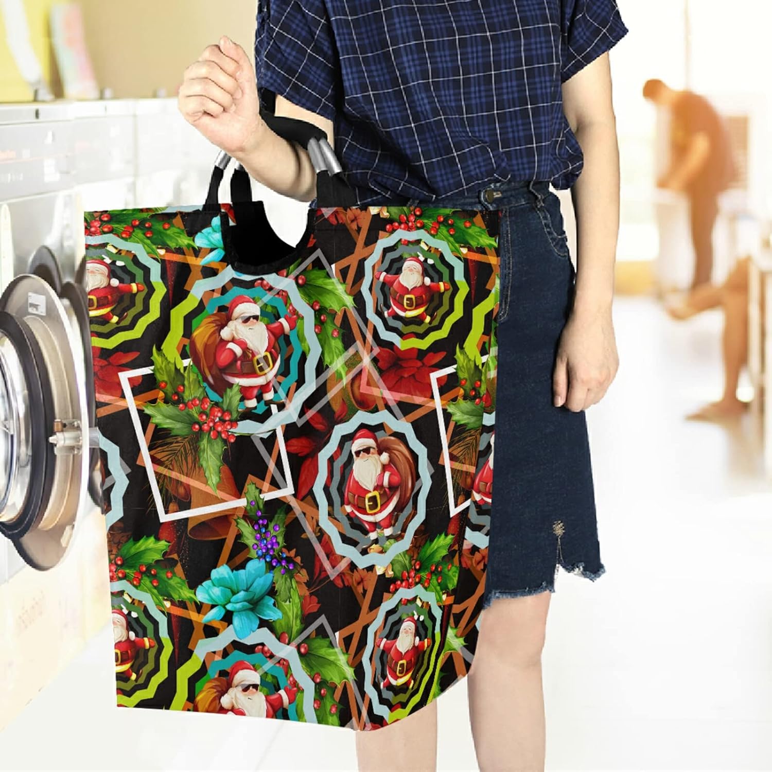 visesunny Large Laundry Hamper Basket with Waterproof Oxford Fabric and Foldable Design