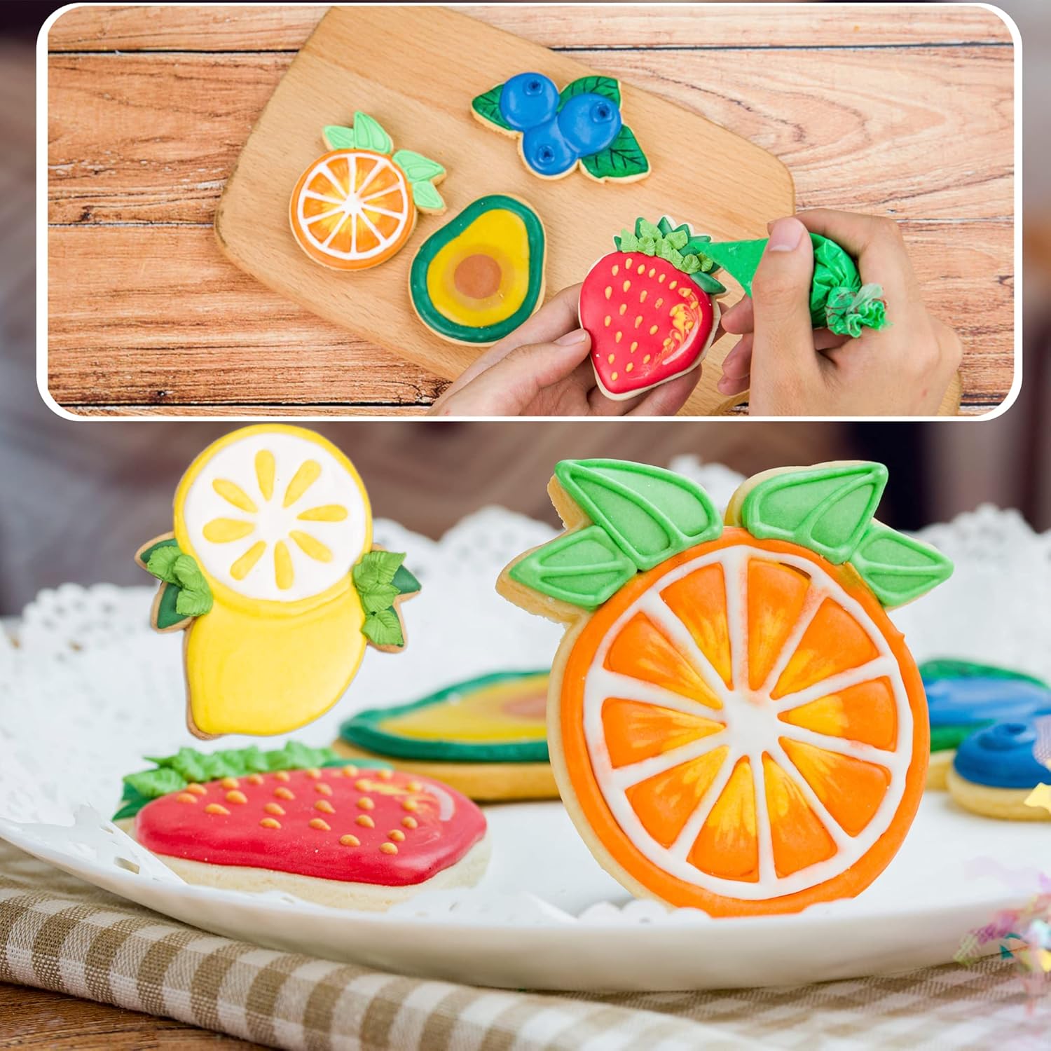 Flycalf Fruit Cookie Cutters with Plunger Stamps