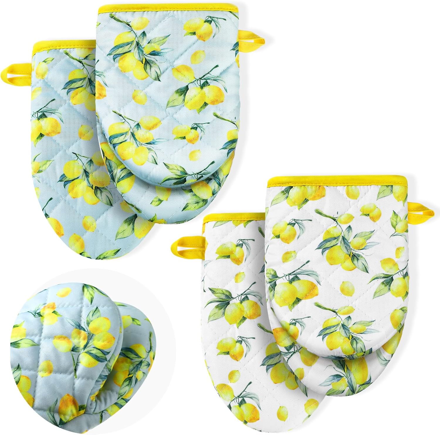 Geyoga 4 Pack Mini Oven Mitts Lemon Themed