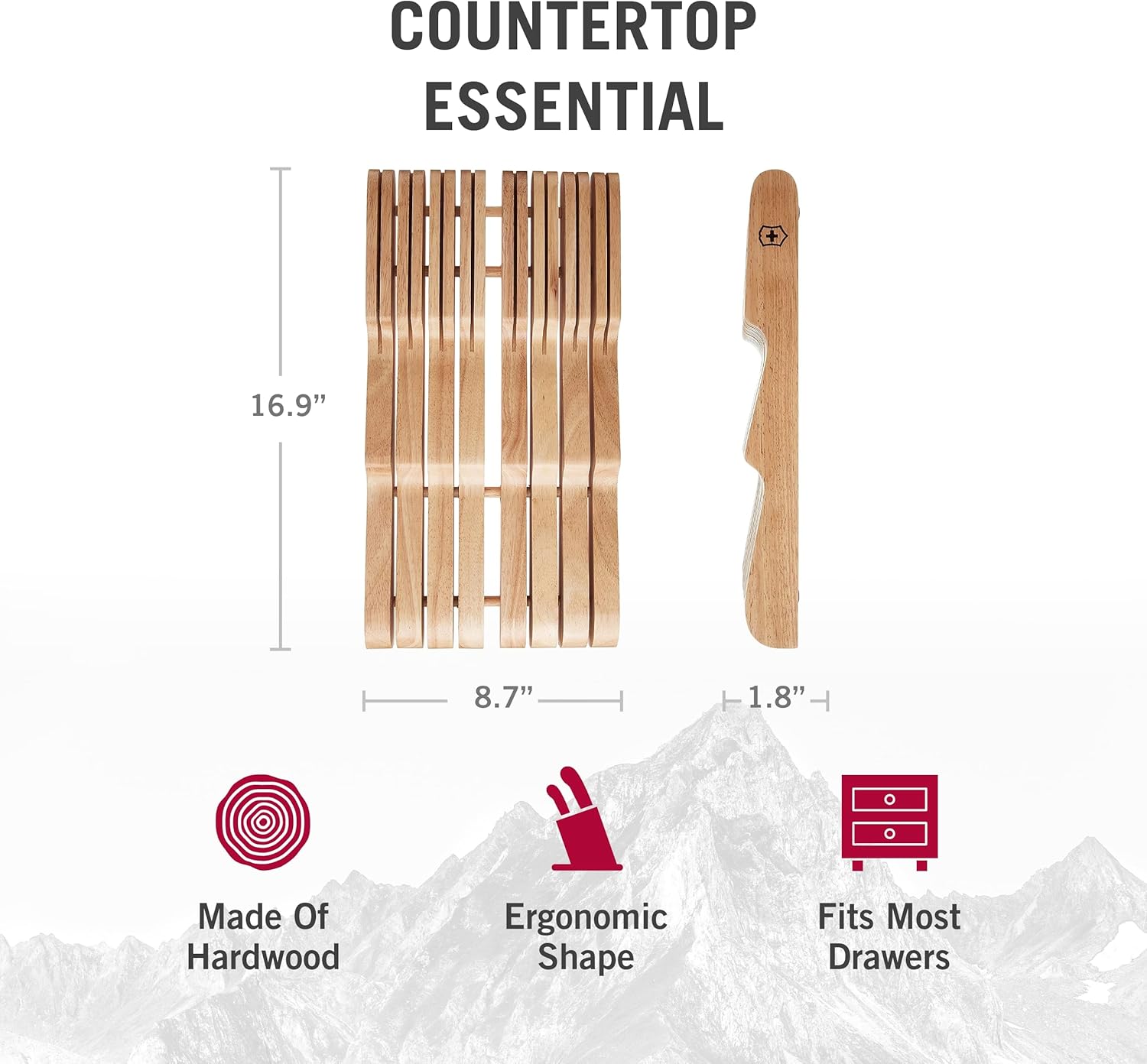 Victorinox 14-Slot Knife Drawer Organizer Natural Wood