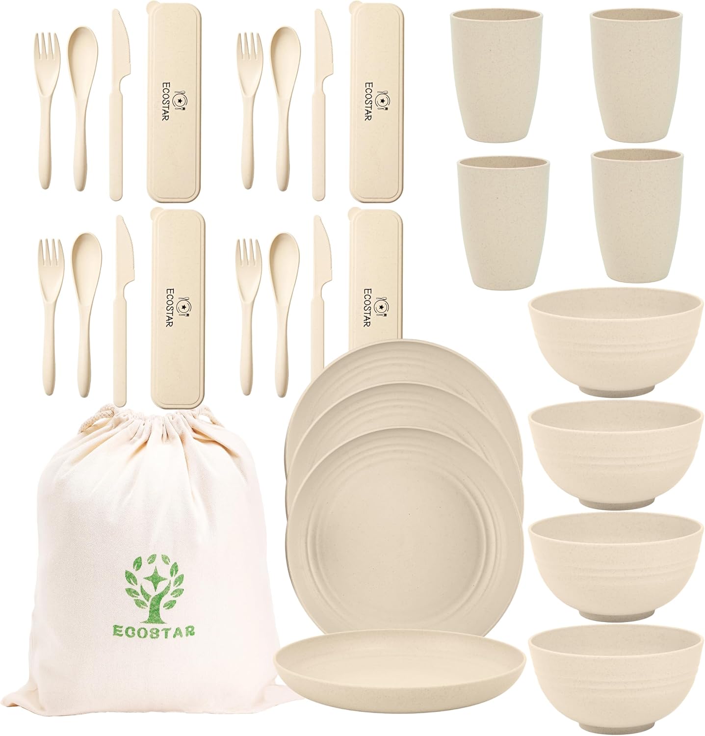 ECOSTAR Unbreakable Wheat Straw Dinnerware Set