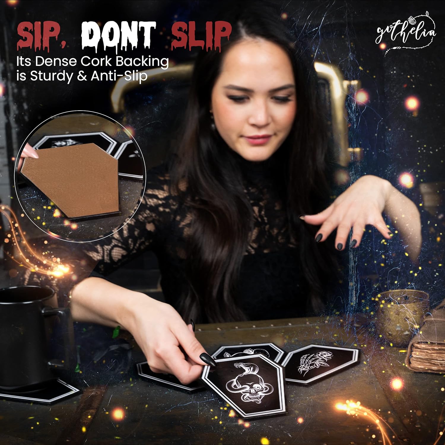 Gothelia Redemption-Mix 5 Pcs Coffin Shaped Coasters