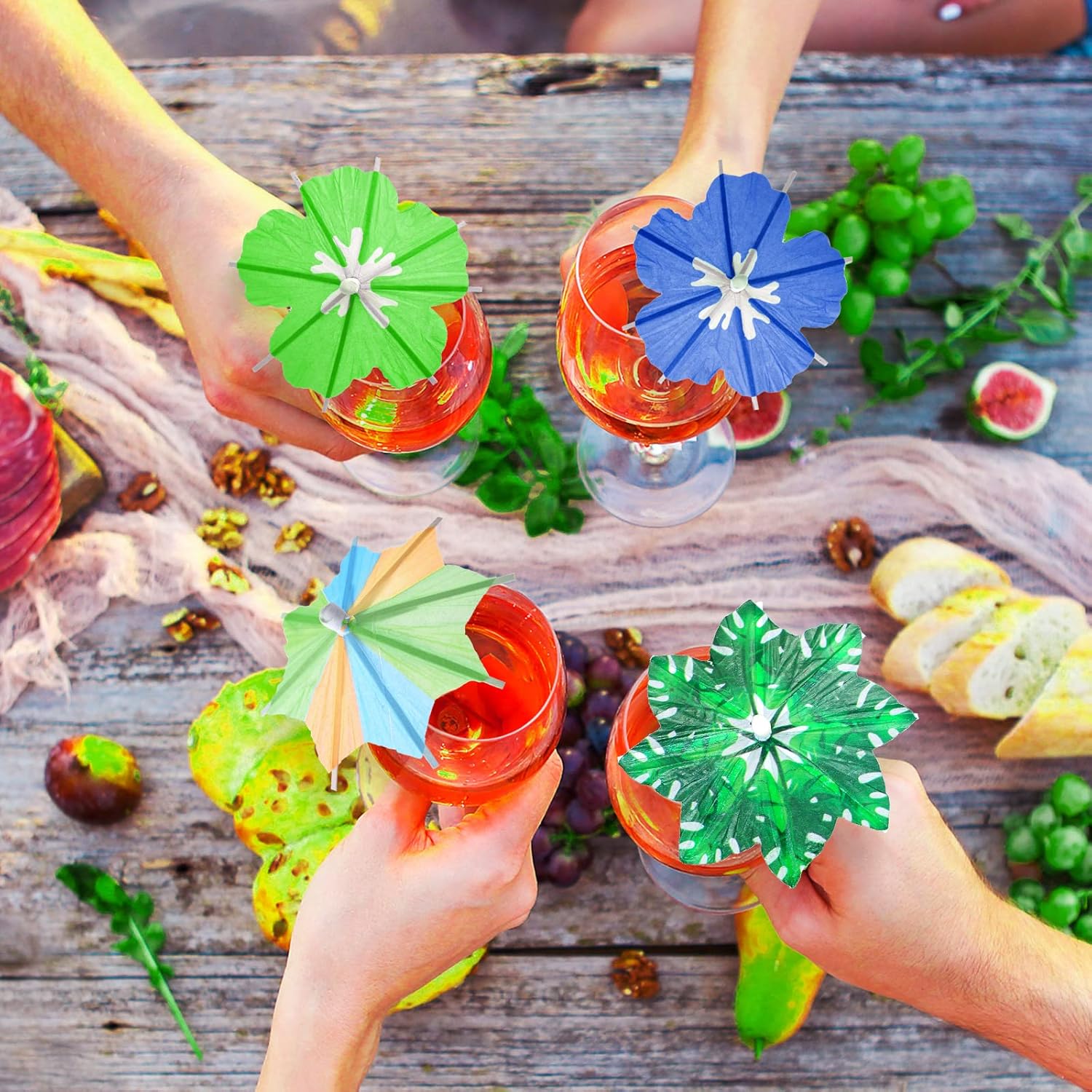 150pcs Tropical Cocktail Umbrellas with Wood Sticks