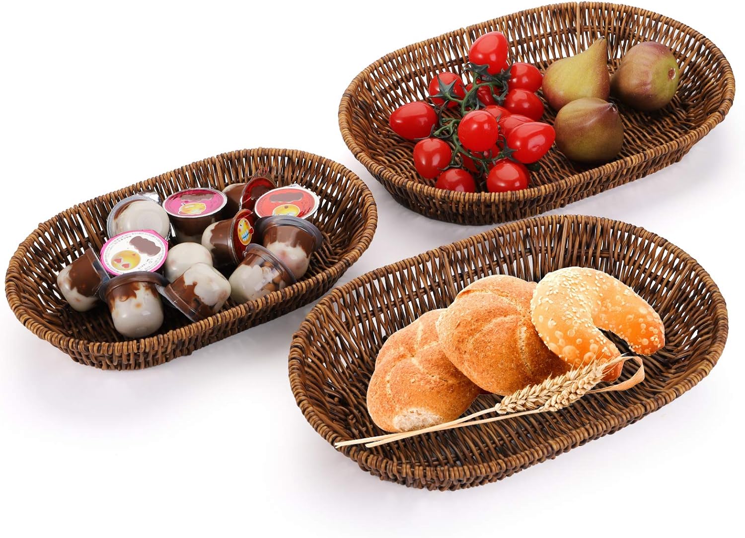Hedume Set of 3 Wicker Baskets for Home and Kitchen Use