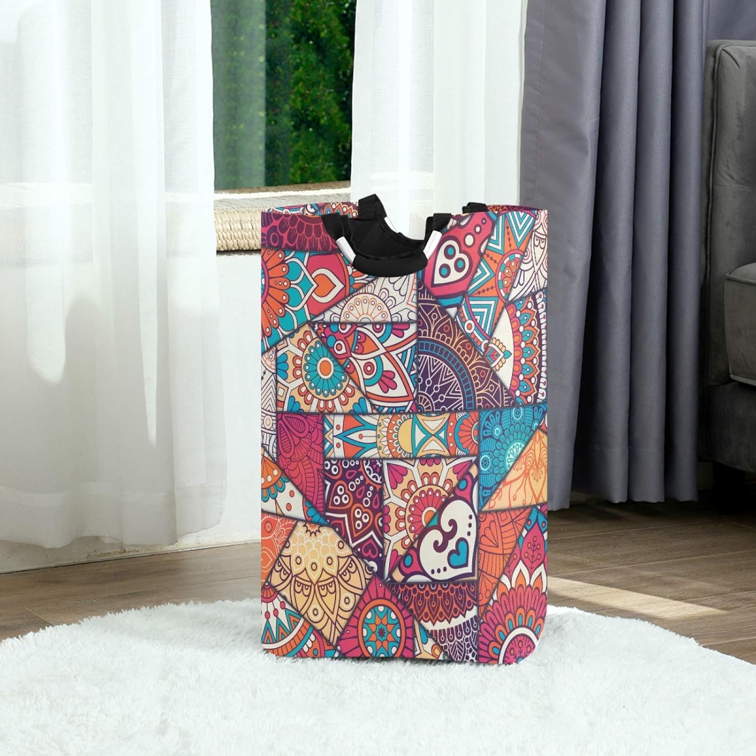 Susiyo Vintage Mandala Laundry Basket Foldable