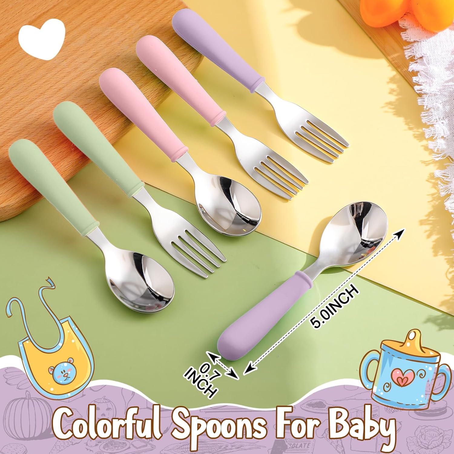 Teenyyou 3 Pack Toddler Plates with Cutlery Set