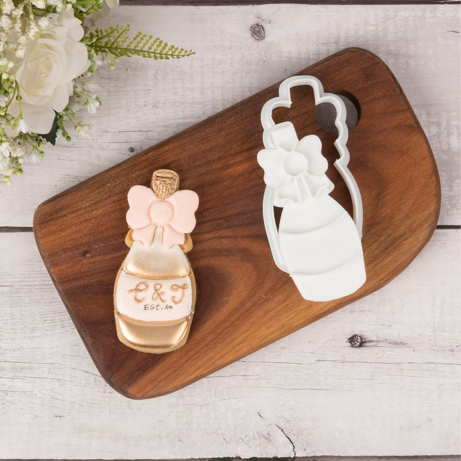 Flycalf Wedding Cookie Cutters with Plunger Stamps