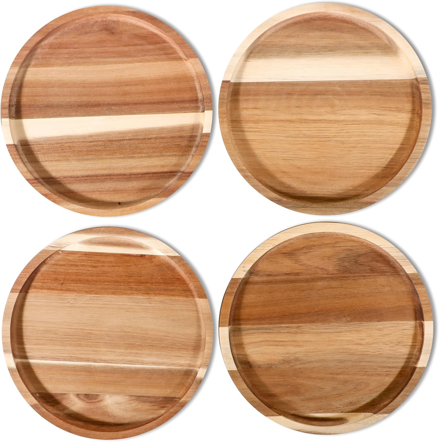 Trademark Innovations 11 Inch Acacia Wood Dinner Plates Set of 4