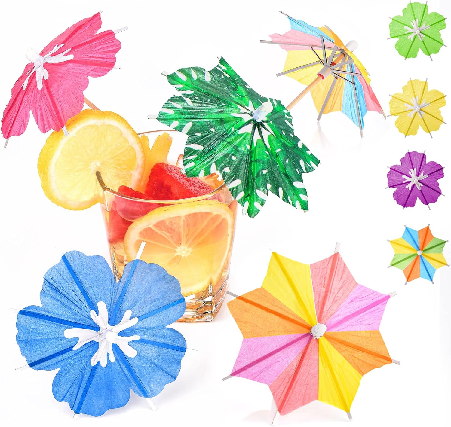 150pcs Tropical Cocktail Umbrellas with Wood Sticks
