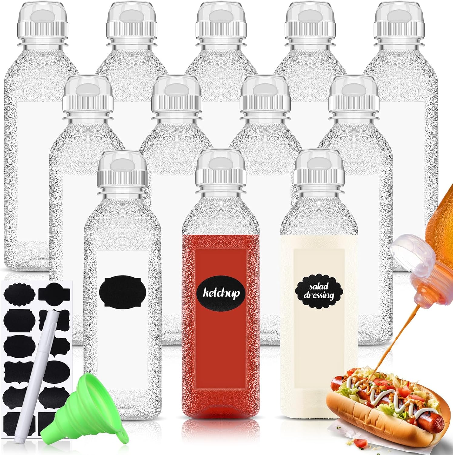 Ziliny 12 Pcs Condiment Squeeze Bottles with Lids 1